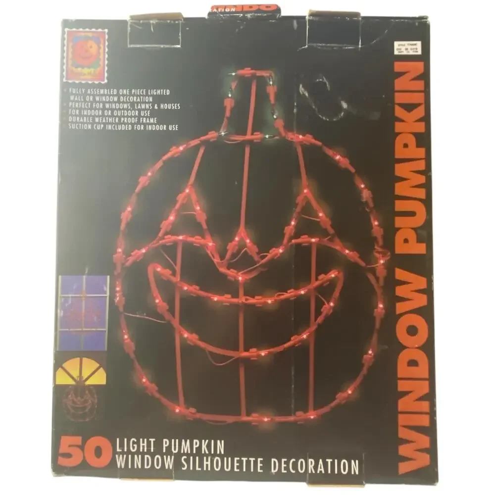 Vtg Window Pumpkin Decor 96 1 Piece 50 Light Indoor Outdoor Seasonal Specialties